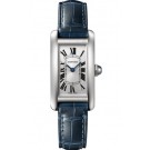 Cheap AAA Replica Cartier Tank Americaine Silver Dial Navy Leather Ladies WSTA0016