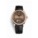 fake Rolex Cellini Dual Time 18 ct Everose gold 50525 Brown guilloche Dial Watch