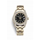 Rolex Pearlmaster 34mm yellow gold diamonds 81158 black/silver/yellow dial watch fake
