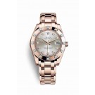 Rolex Pearlmaster 34 18 ct Everose gold 81315 Silver set diamonds Dial Watch fake